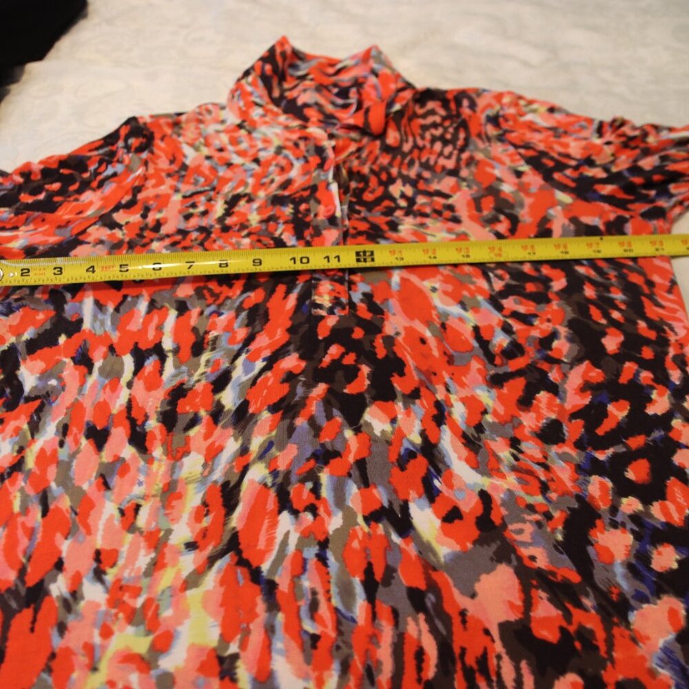 CAbi 374 Abstract Watercolor Jersey Shirt Shift Dress Belted 3/4 Sleeves Large - Picture 9 of 16